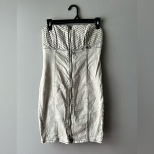 Guess Y2K Gray Denim Zippered Strapless Mini Dress